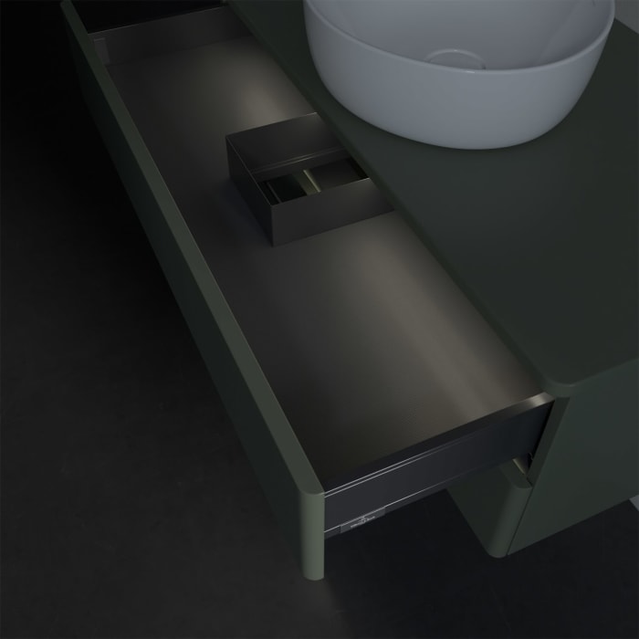 Villeroy & Boch Antao Waschbeckenunterschrank, 100 x 36 cm, 2 Auszüge mit LED-Licht, Front ohne Struktur, ohne Hahnloch