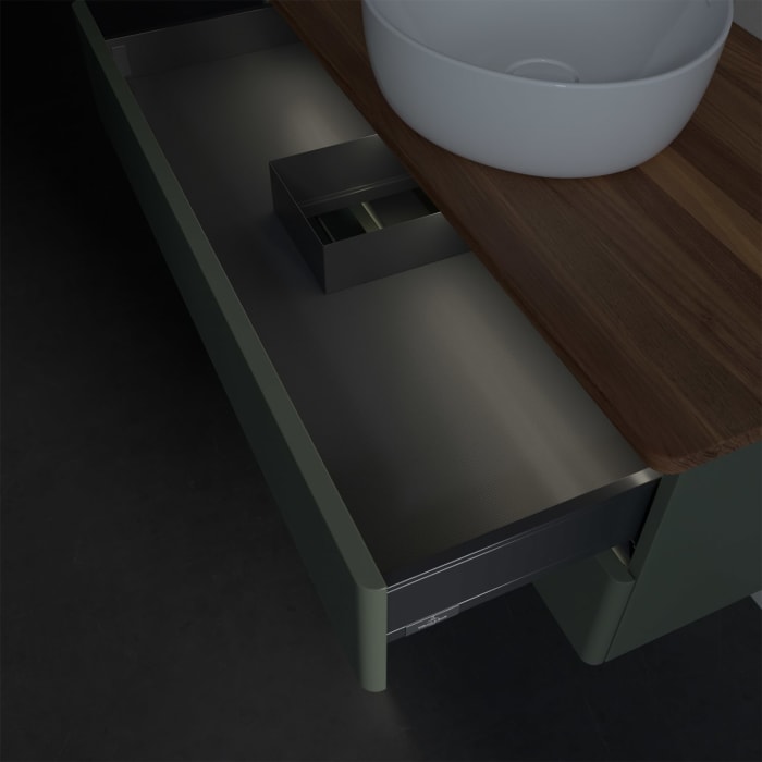 Villeroy & Boch Antao Waschbeckenunterschrank, 100 x 36 cm, 2 Auszüge mit LED-Licht, Front ohne Struktur, ohne Hahnloch