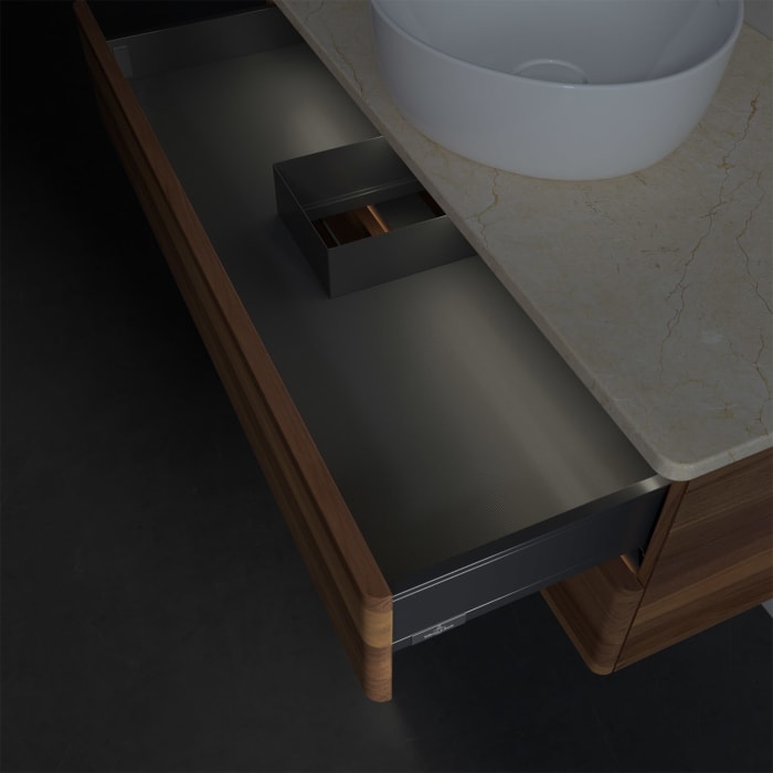 Villeroy & Boch Antao Waschbeckenunterschrank, 100 x 36 cm, 2 Auszüge mit LED-Licht, Front ohne Struktur, ohne Hahnloch