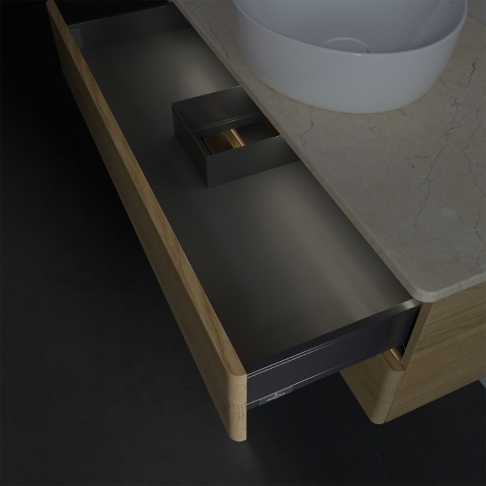 Villeroy & Boch Antao Waschbeckenunterschrank, 100 x 36 cm, 2 Auszüge mit LED-Licht, Front ohne Struktur, ohne Hahnloch