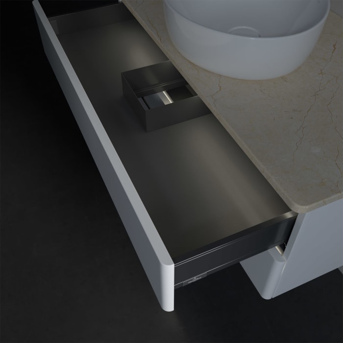 Villeroy & Boch Antao Waschbeckenunterschrank, 100 x 36 cm, 2 Auszüge mit LED-Licht, Front ohne Struktur, ohne Hahnloch