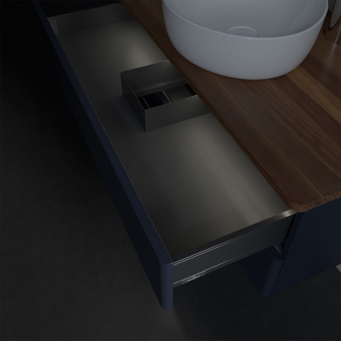 Villeroy & Boch Antao Waschbeckenunterschrank, 100 x 36 cm, 2 Auszüge mit LED-Licht, Front ohne Struktur, mit Hahnloch