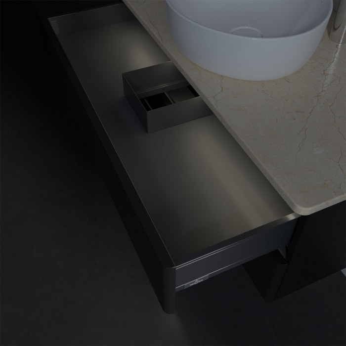 Villeroy & Boch Antao Waschbeckenunterschrank, 100 x 36 cm, 2 Auszüge mit LED-Licht, Front ohne Struktur, mit Hahnloch