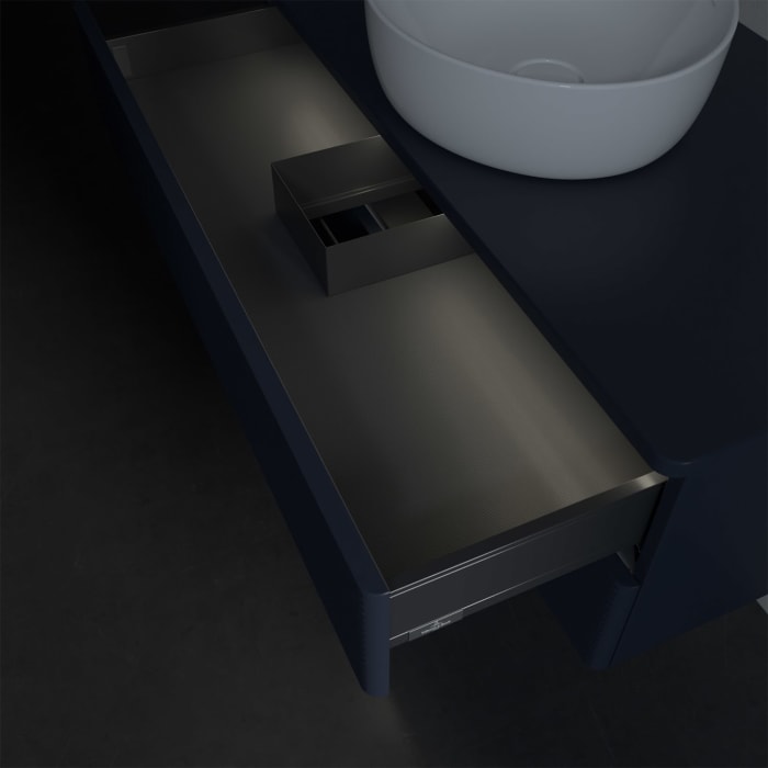 Villeroy & Boch Antao Waschbeckenunterschrank, 100 x 36 cm, 2 Auszüge mit LED-Licht, Front mit Struktur, ohne Hahnloch