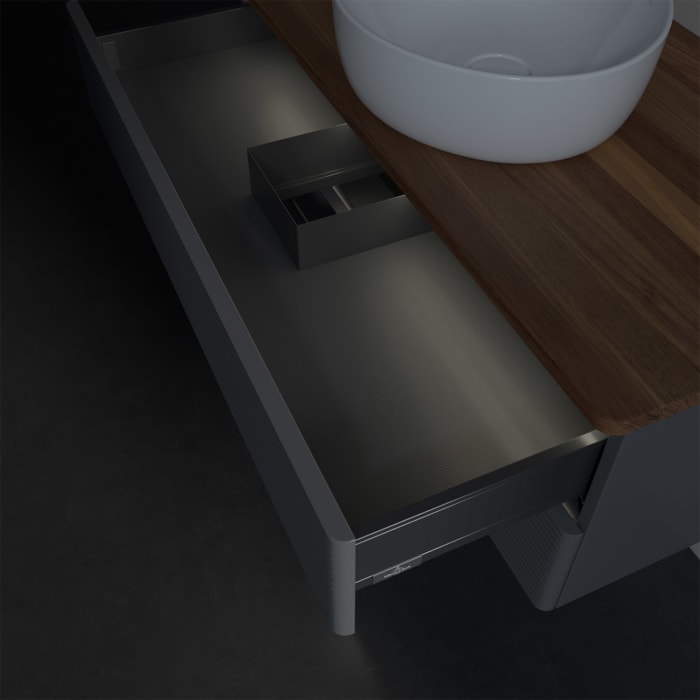 Villeroy & Boch Antao Waschbeckenunterschrank, 100 x 36 cm, 2 Auszüge mit LED-Licht, Front mit Struktur, ohne Hahnloch