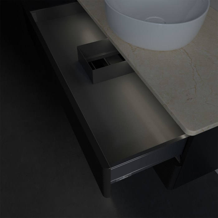 Villeroy & Boch Antao Waschbeckenunterschrank, 100 x 36 cm, 2 Auszüge mit LED-Licht, Front mit Struktur, ohne Hahnloch