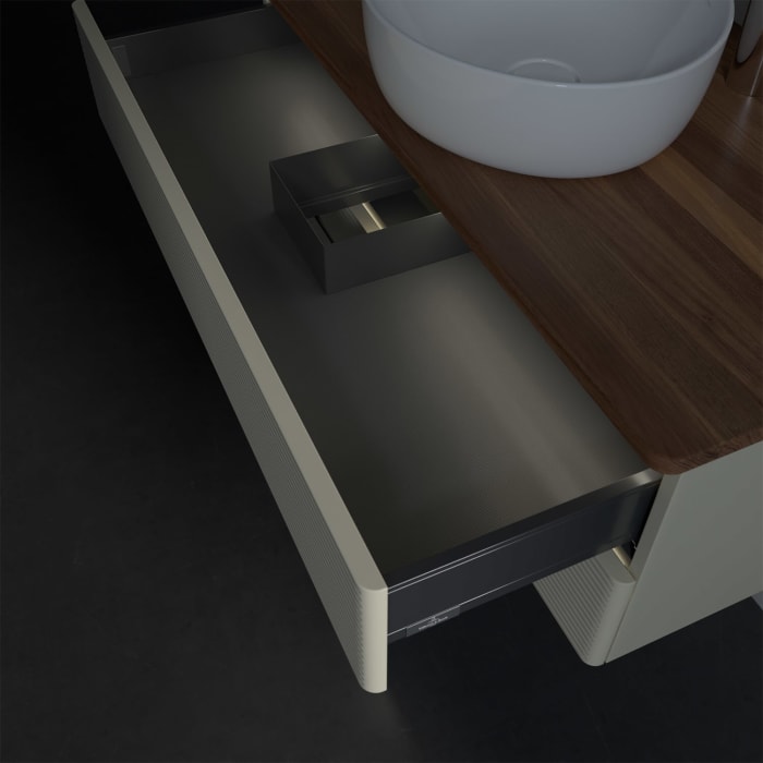 Villeroy & Boch Antao Waschbeckenunterschrank, 100 x 36 cm, 2 Auszüge mit LED-Licht, Front mit Struktur, mit Hahnloch