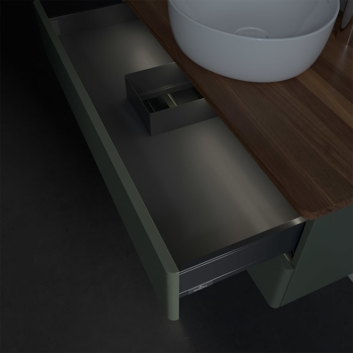 Villeroy & Boch Antao Waschbeckenunterschrank, 100 x 36 cm, 2 Auszüge mit LED-Licht, Front mit Struktur, mit Hahnloch