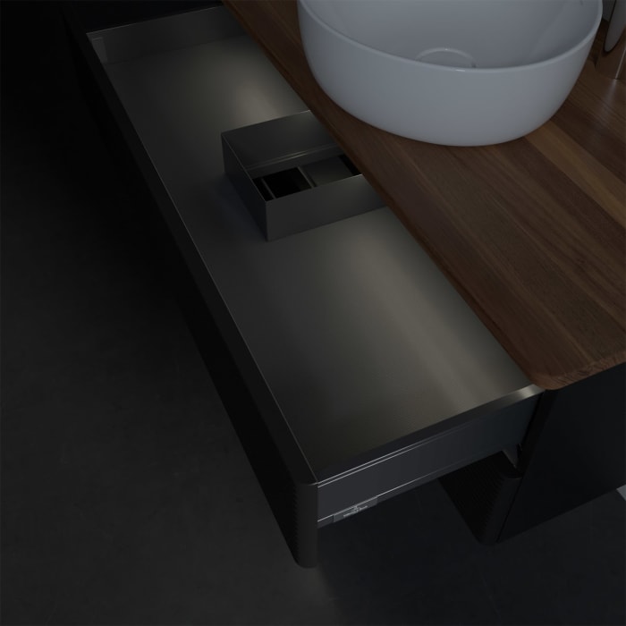 Villeroy & Boch Antao Waschbeckenunterschrank, 100 x 36 cm, 2 Auszüge mit LED-Licht, Front mit Struktur, mit Hahnloch