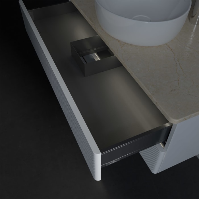 Villeroy & Boch Antao Waschbeckenunterschrank, 100 x 36 cm, 2 Auszüge mit LED-Licht, Front mit Struktur, mit Hahnloch