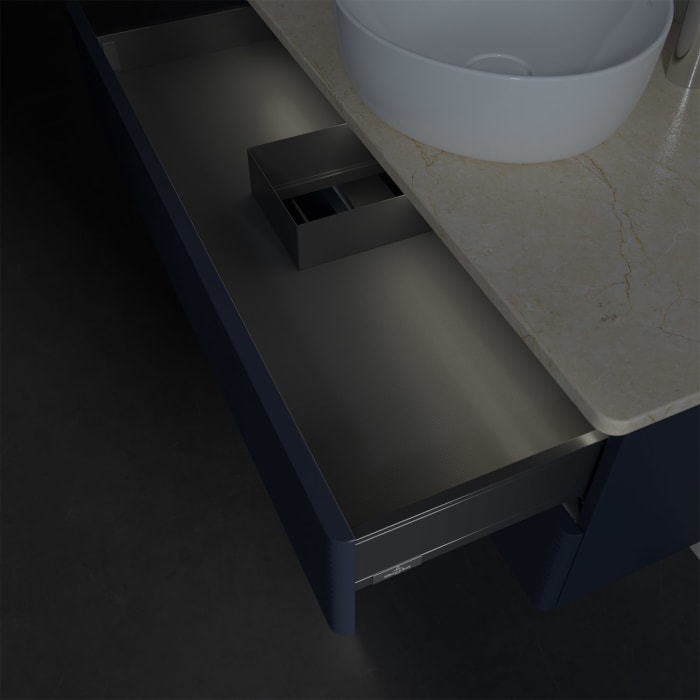 Villeroy & Boch Antao Waschbeckenunterschrank, 100 x 36 cm, 2 Auszüge mit LED-Licht, Front mit Struktur, mit Hahnloch