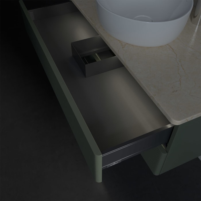 Villeroy & Boch Antao Waschbeckenunterschrank, 100 x 36 cm, 2 Auszüge mit LED-Licht, Front mit Struktur, mit Hahnloch