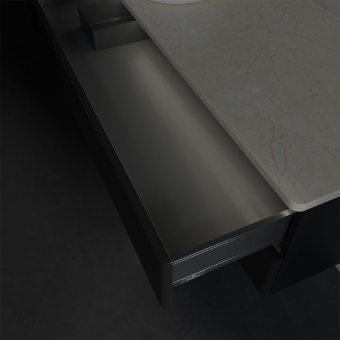 Villeroy & Boch Antao Waschbeckenunterschrank, 120 x 36 cm, 2 Auszüge mit LED-Licht, Front ohne Struktur, ohne Hahnloch, für Waschtisch links