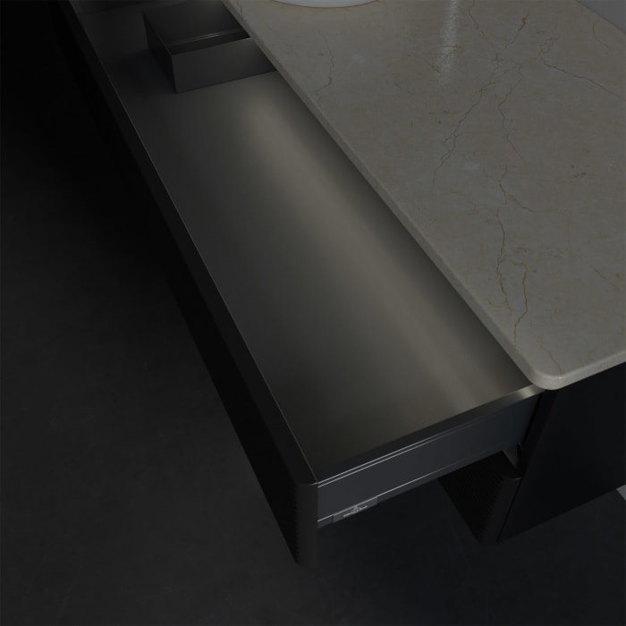 Villeroy & Boch Antao Waschbeckenunterschrank, 120 x 36 cm, 2 Auszüge mit LED-Licht, Front mit Struktur, mit Hahnloch, für Waschtisch links