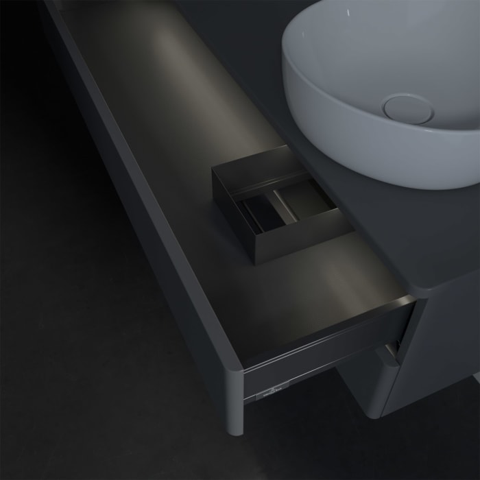 Villeroy & Boch Antao Waschbeckenunterschrank, 120 x 36 cm, 2 Auszüge mit LED-Licht, Front ohne Struktur, ohne Hahnloch, für Waschtisch rechts
