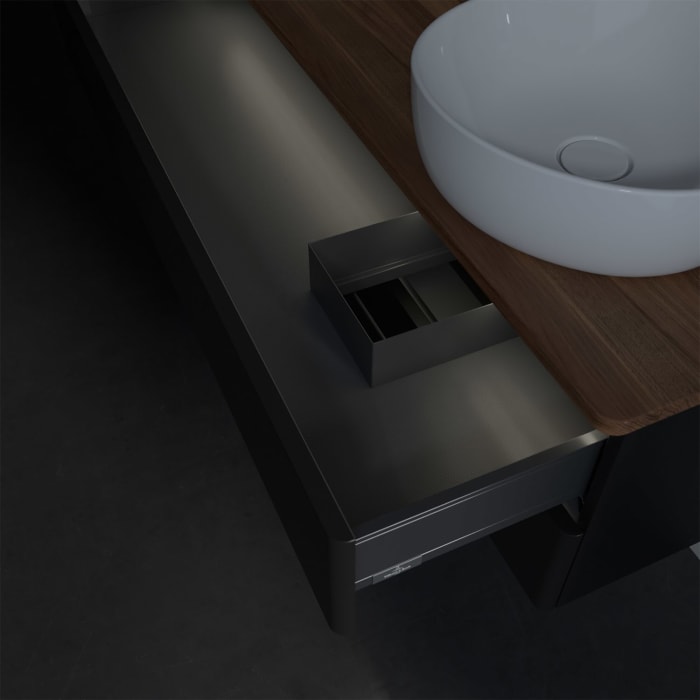 Villeroy & Boch Antao Waschbeckenunterschrank, 120 x 36 cm, 2 Auszüge mit LED-Licht, Front ohne Struktur, ohne Hahnloch, für Waschtisch rechts