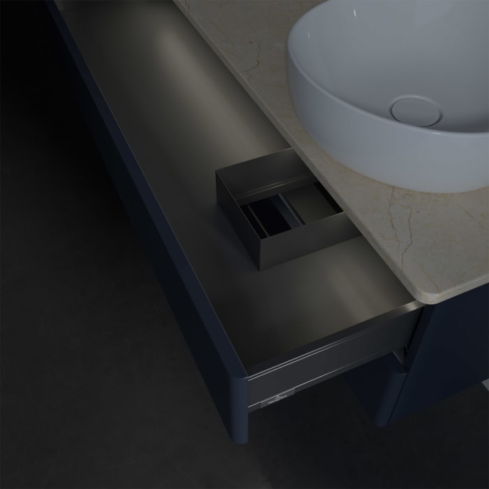 Villeroy & Boch Antao Waschbeckenunterschrank, 120 x 36 cm, 2 Auszüge mit LED-Licht, Front ohne Struktur, ohne Hahnloch, für Waschtisch rechts