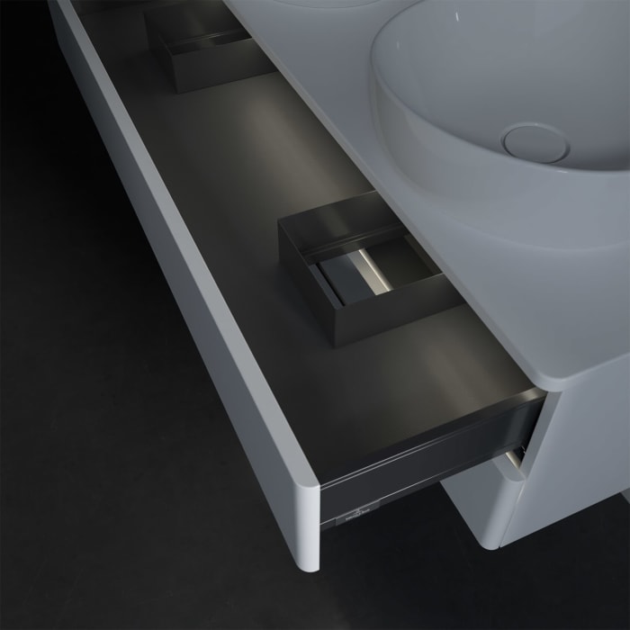 Villeroy & Boch Antao Waschbeckenunterschrank, 120 x 36 cm, 2 Auszüge mit LED-Licht, Front ohne Struktur, ohne Hahnloch, für Waschtisch links und rech