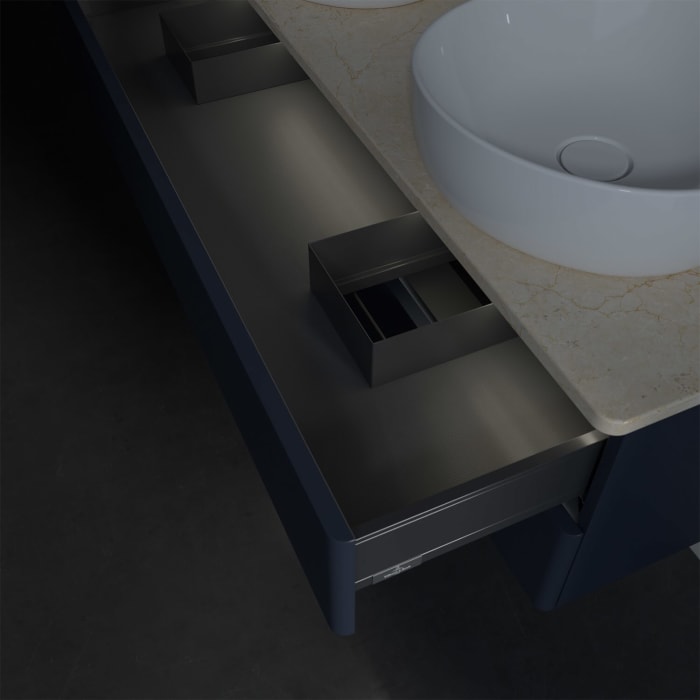 Villeroy & Boch Antao Waschbeckenunterschrank, 120 x 36 cm, 2 Auszüge mit LED-Licht, Front ohne Struktur, ohne Hahnloch, für Waschtisch links und rech