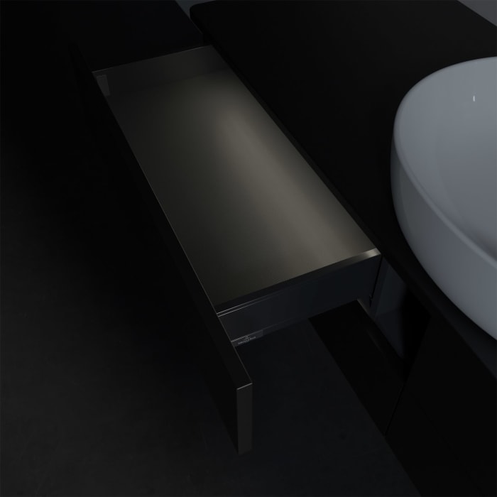 Villeroy & Boch Antao Waschbeckenunterschrank, 160 x 36 cm, 4 Auszüge mit LED-Licht, Front ohne Struktur, ohne Hahnloch, für Waschtisch mittig