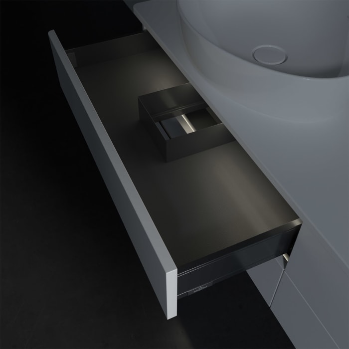Villeroy & Boch Antao Waschbeckenunterschrank, 160 x 36 cm, 4 Auszüge mit LED-Licht, Front ohne Struktur, ohne Hahnloch, für Waschtisch links und rech