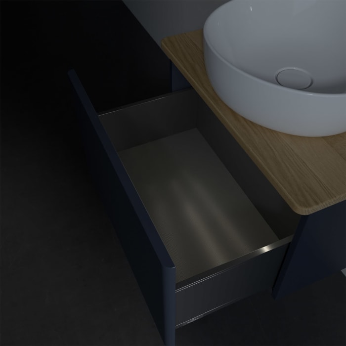 Villeroy & Boch Antao Waschbeckenunterschrank, 60 x 36 cm, 1 Auszug mit LED-Licht, Front ohne Struktur, ohne Hahnloch