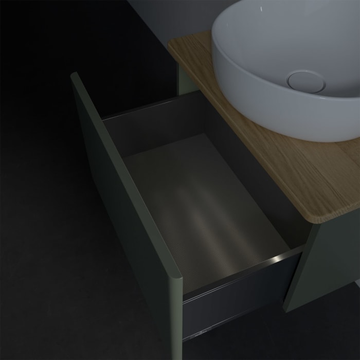 Villeroy & Boch Antao Waschbeckenunterschrank, 60 x 36 cm, 1 Auszug mit LED-Licht, Front ohne Struktur, ohne Hahnloch