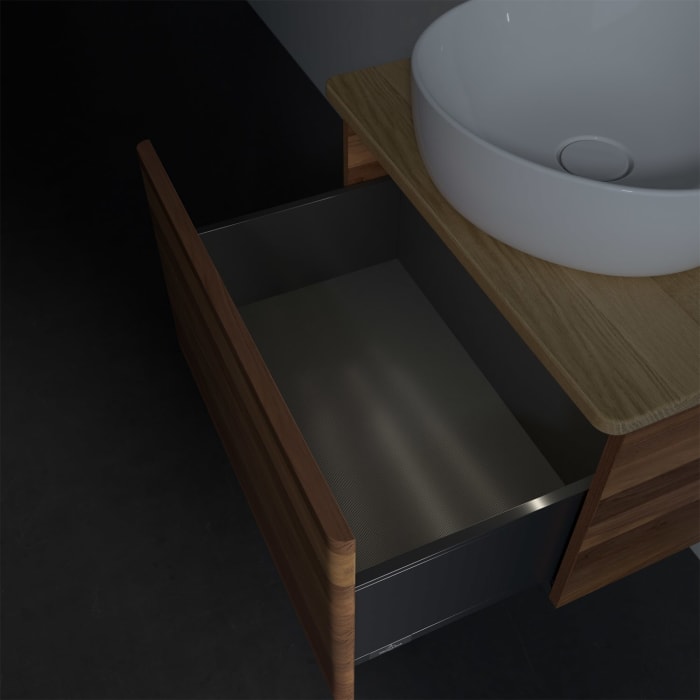 Villeroy & Boch Antao Waschbeckenunterschrank, 60 x 36 cm, 1 Auszug mit LED-Licht, Front ohne Struktur, ohne Hahnloch