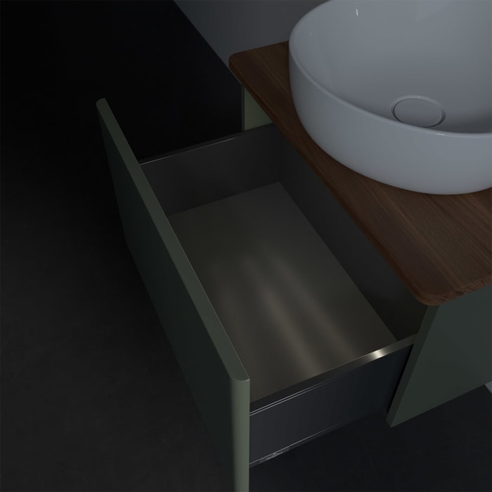 Villeroy & Boch Antao Waschbeckenunterschrank, 60 x 36 cm, 1 Auszug mit LED-Licht, Front ohne Struktur, ohne Hahnloch