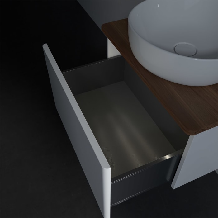 Villeroy & Boch Antao Waschbeckenunterschrank, 60 x 36 cm, 1 Auszug mit LED-Licht, Front ohne Struktur, ohne Hahnloch