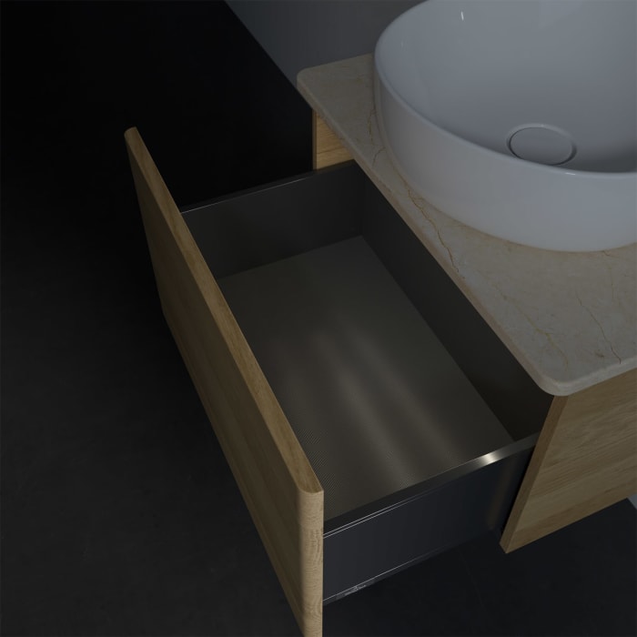 Villeroy & Boch Antao Waschbeckenunterschrank, 60 x 36 cm, 1 Auszug mit LED-Licht, Front ohne Struktur, ohne Hahnloch