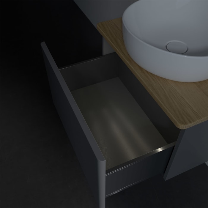 Villeroy & Boch Antao Waschbeckenunterschrank, 60 x 36 cm, 1 Auszug mit LED-Licht, Front ohne Struktur, mit Hahnloch