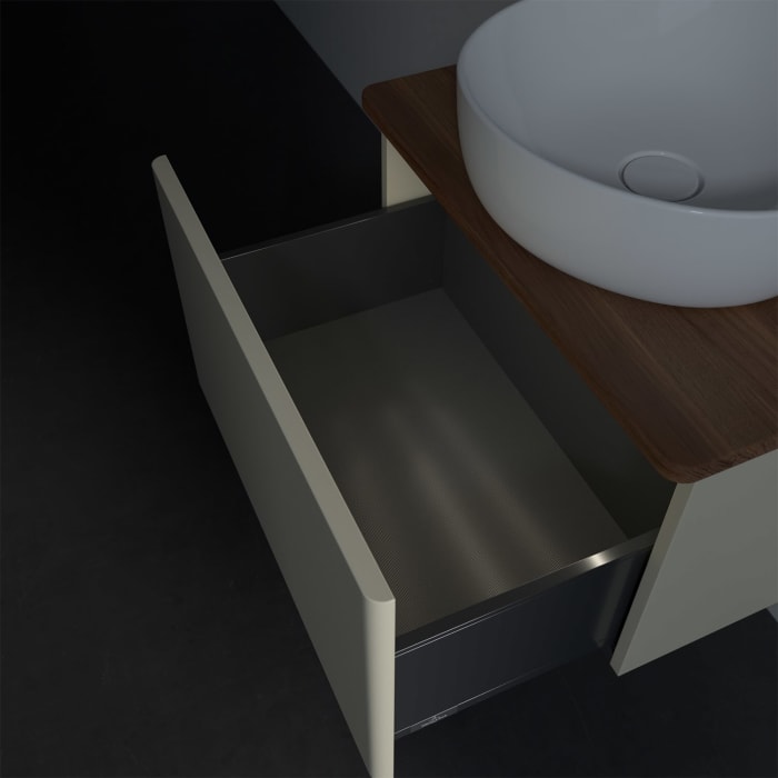 Villeroy & Boch Antao Waschbeckenunterschrank, 60 x 36 cm, 1 Auszug mit LED-Licht, Front ohne Struktur, mit Hahnloch