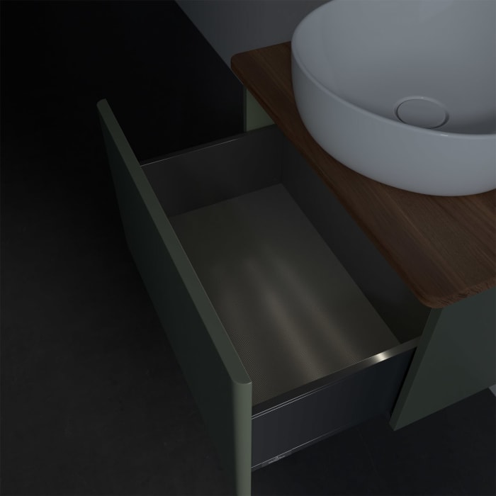 Villeroy & Boch Antao Waschbeckenunterschrank, 60 x 36 cm, 1 Auszug mit LED-Licht, Front ohne Struktur, mit Hahnloch