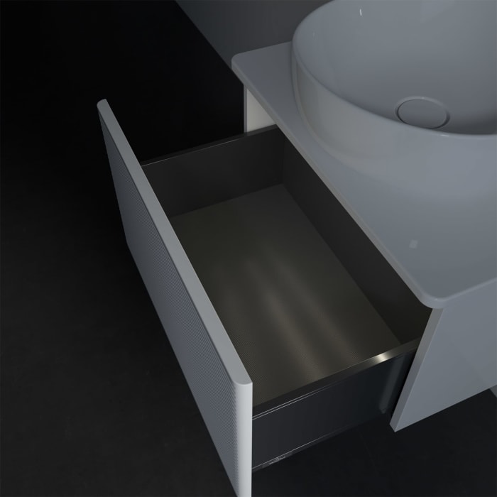 Villeroy & Boch Antao Waschbeckenunterschrank, 60 x 36 cm, 1 Auszug mit LED-Licht, Front mit Struktur, ohne Hahnloch