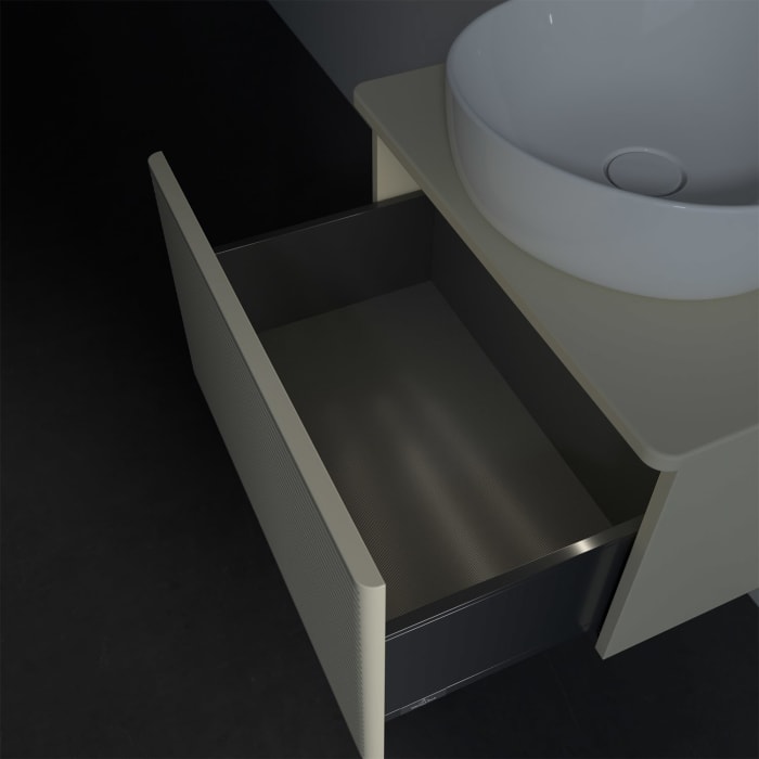 Villeroy & Boch Antao Waschbeckenunterschrank, 60 x 36 cm, 1 Auszug mit LED-Licht, Front mit Struktur, ohne Hahnloch