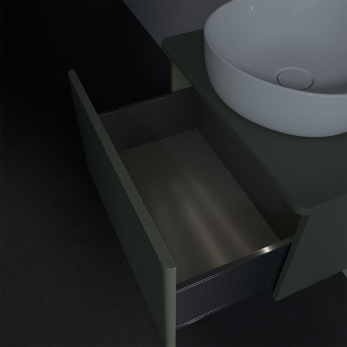 Villeroy & Boch Antao Waschbeckenunterschrank, 60 x 36 cm, 1 Auszug mit LED-Licht, Front mit Struktur, ohne Hahnloch