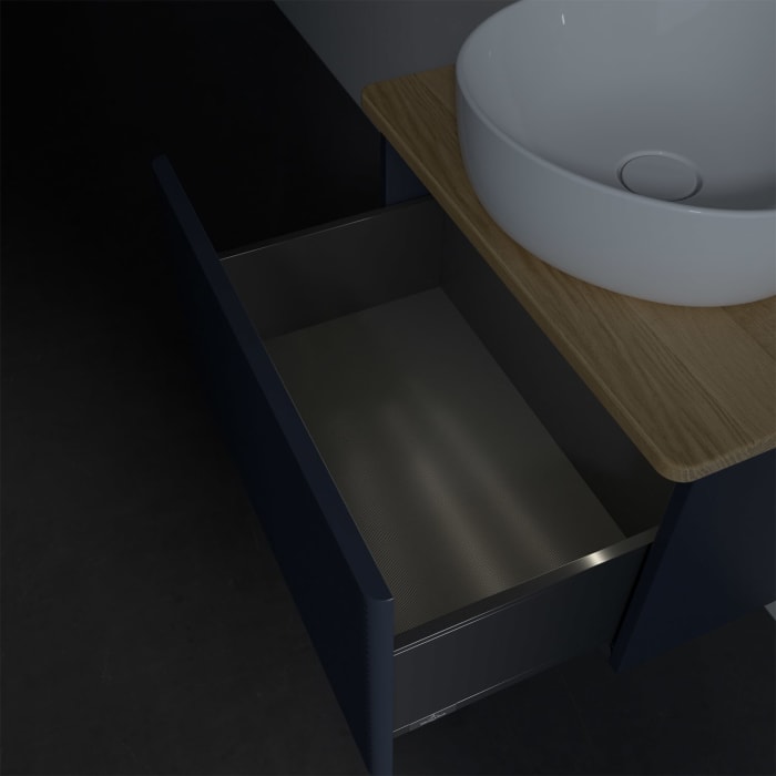 Villeroy & Boch Antao Waschbeckenunterschrank, 60 x 36 cm, 1 Auszug mit LED-Licht, Front mit Struktur, ohne Hahnloch