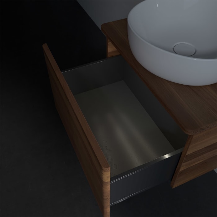 Villeroy & Boch Antao Waschbeckenunterschrank, 60 x 36 cm, 1 Auszug mit LED-Licht, Front mit Struktur, ohne Hahnloch