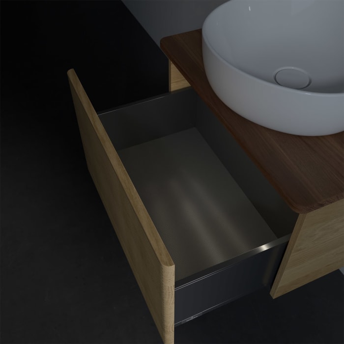 Villeroy & Boch Antao Waschbeckenunterschrank, 60 x 36 cm, 1 Auszug mit LED-Licht, Front mit Struktur, ohne Hahnloch