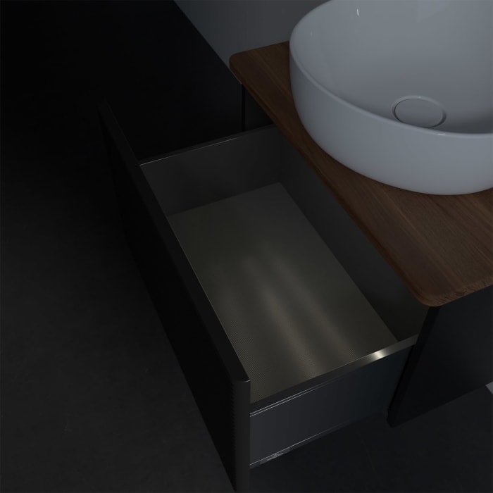 Villeroy & Boch Antao Waschbeckenunterschrank, 60 x 36 cm, 1 Auszug mit LED-Licht, Front mit Struktur, ohne Hahnloch