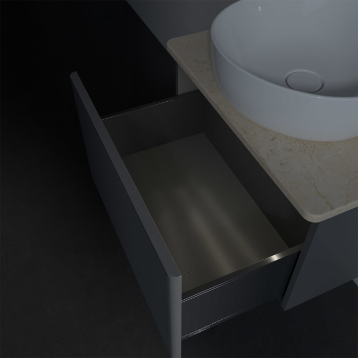 Villeroy & Boch Antao Waschbeckenunterschrank, 60 x 36 cm, 1 Auszug mit LED-Licht, Front mit Struktur, ohne Hahnloch