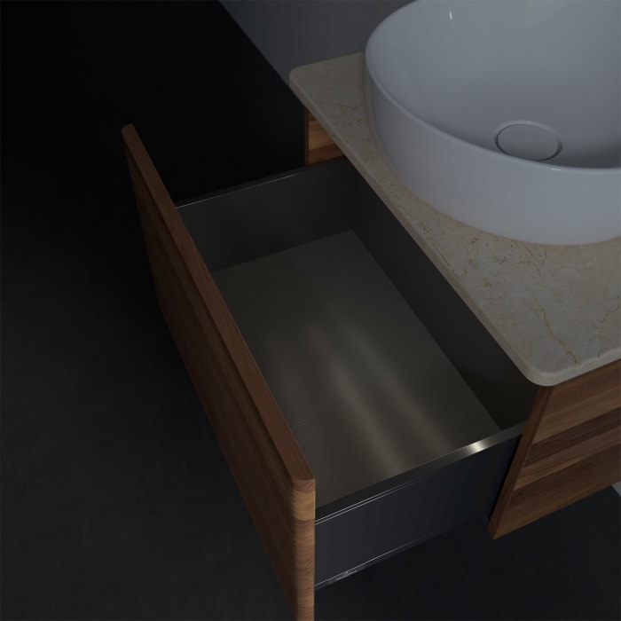 Villeroy & Boch Antao Waschbeckenunterschrank, 60 x 36 cm, 1 Auszug mit LED-Licht, Front mit Struktur, ohne Hahnloch