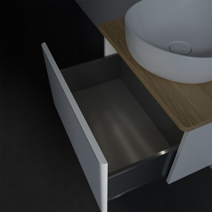 Villeroy & Boch Antao Waschbeckenunterschrank, 60 x 36 cm, 1 Auszug mit LED-Licht, Front mit Struktur, mit Hahnloch