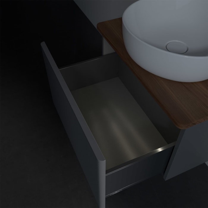 Villeroy & Boch Antao Waschbeckenunterschrank, 60 x 36 cm, 1 Auszug mit LED-Licht, Front mit Struktur, mit Hahnloch