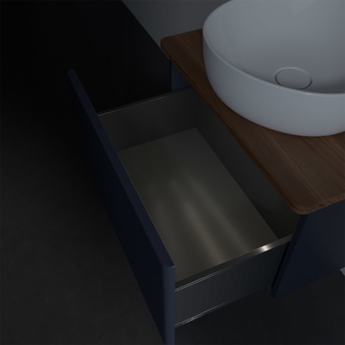 Villeroy & Boch Antao Waschbeckenunterschrank, 60 x 36 cm, 1 Auszug mit LED-Licht, Front mit Struktur, mit Hahnloch