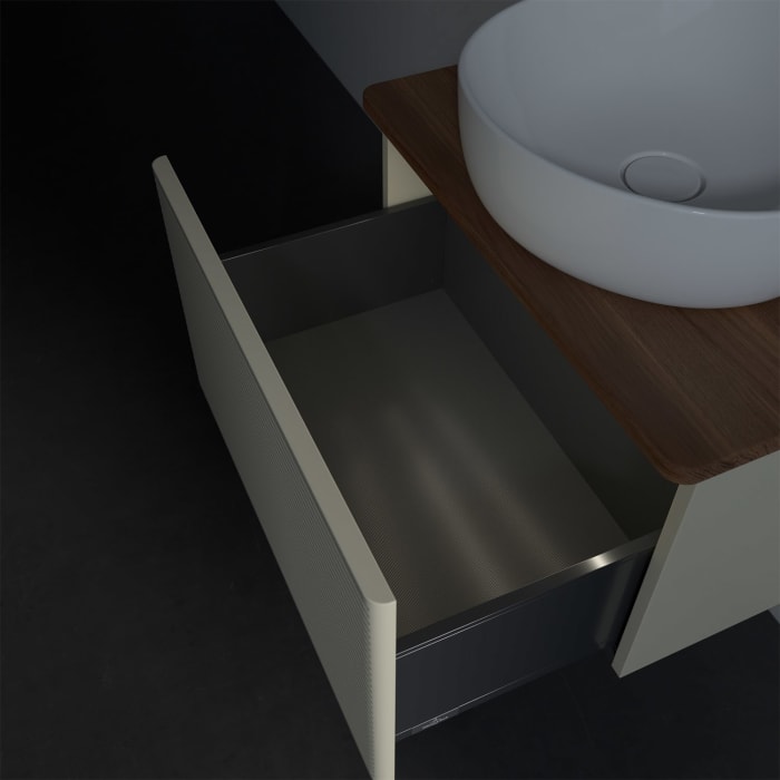 Villeroy & Boch Antao Waschbeckenunterschrank, 60 x 36 cm, 1 Auszug mit LED-Licht, Front mit Struktur, mit Hahnloch