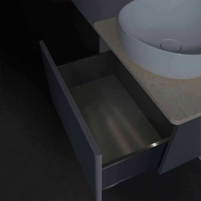 Villeroy & Boch Antao Waschbeckenunterschrank, 60 x 36 cm, 1 Auszug mit LED-Licht, Front mit Struktur, mit Hahnloch