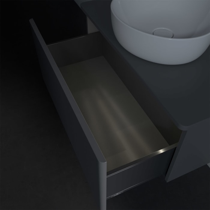 Villeroy & Boch Antao Waschbeckenunterschrank, 80 x 36 cm, 1 Auszug mit LED-Licht, Front ohne Struktur, ohne Hahnloch