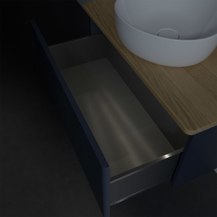 Villeroy & Boch Antao Waschbeckenunterschrank, 80 x 36 cm, 1 Auszug mit LED-Licht, Front ohne Struktur, ohne Hahnloch